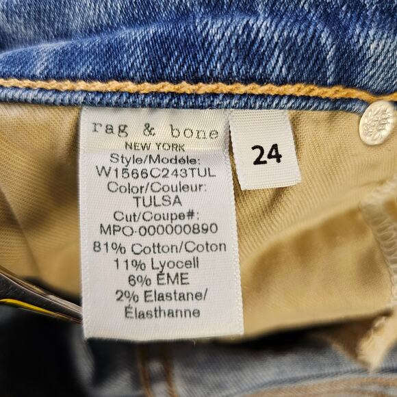 rag & bone Women's Nina High-Rise Ankle Skinny Jeans Size 24 Tulsa Ripped Knees - Picture 8 of 9